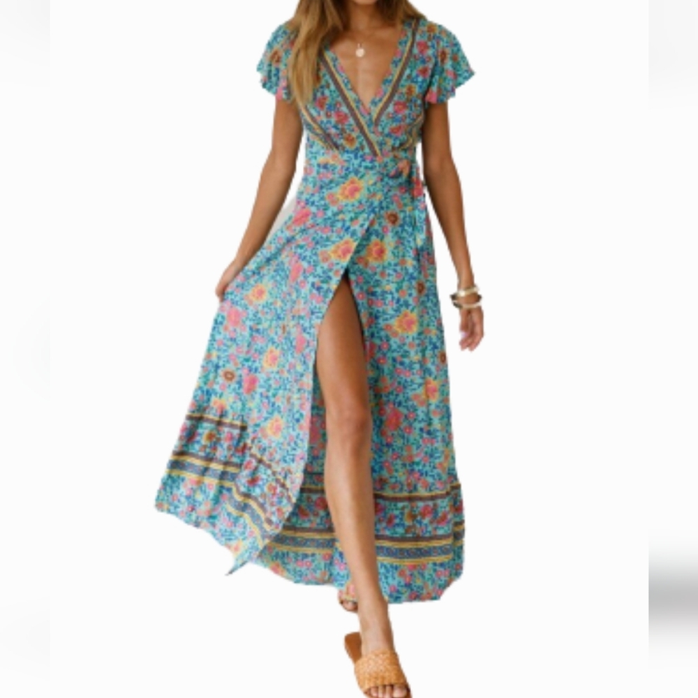 Zesica Floral Wrap Maxi Dress